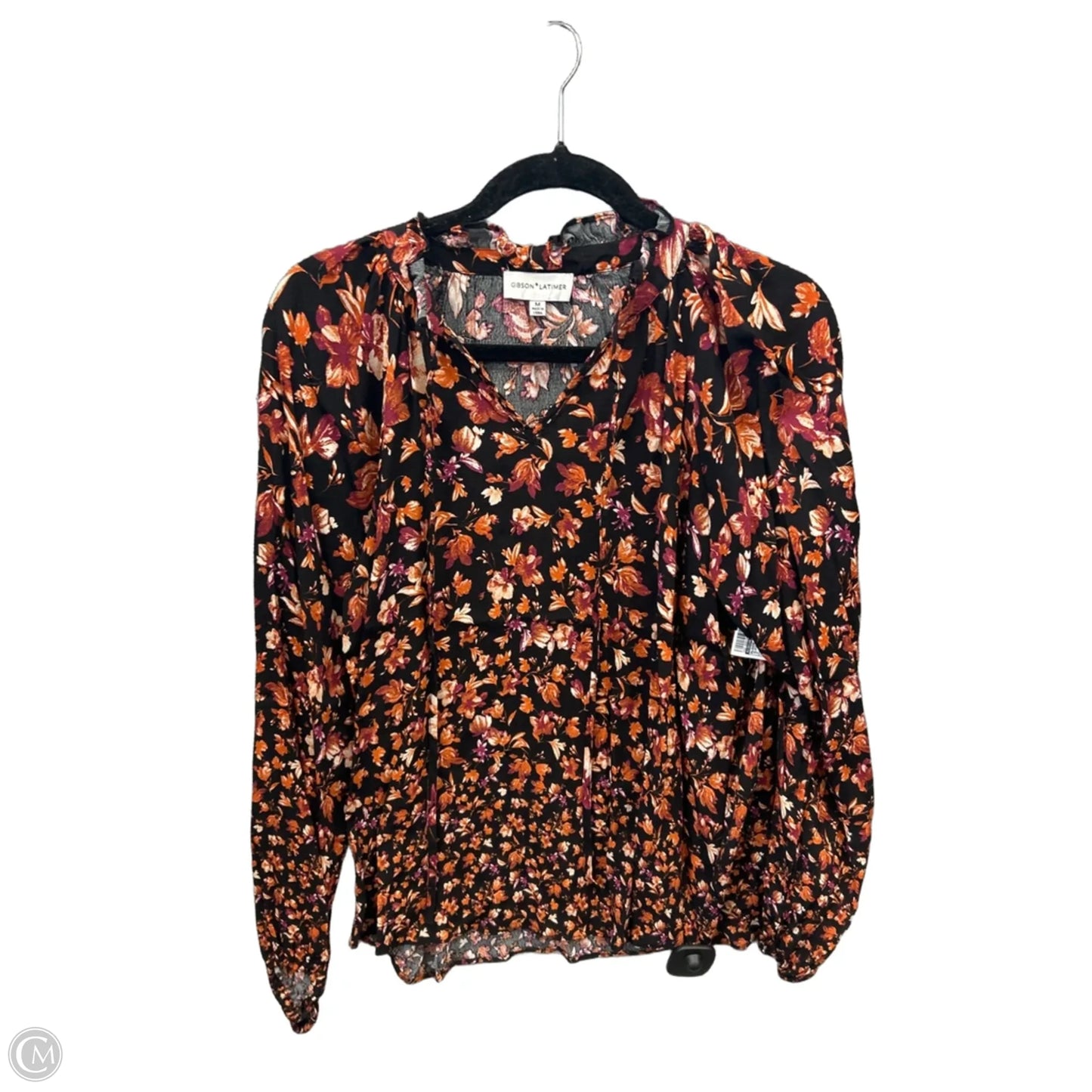 Blouse Long Sleeve By Gibson And Latimer In Black & Orange, Size: M