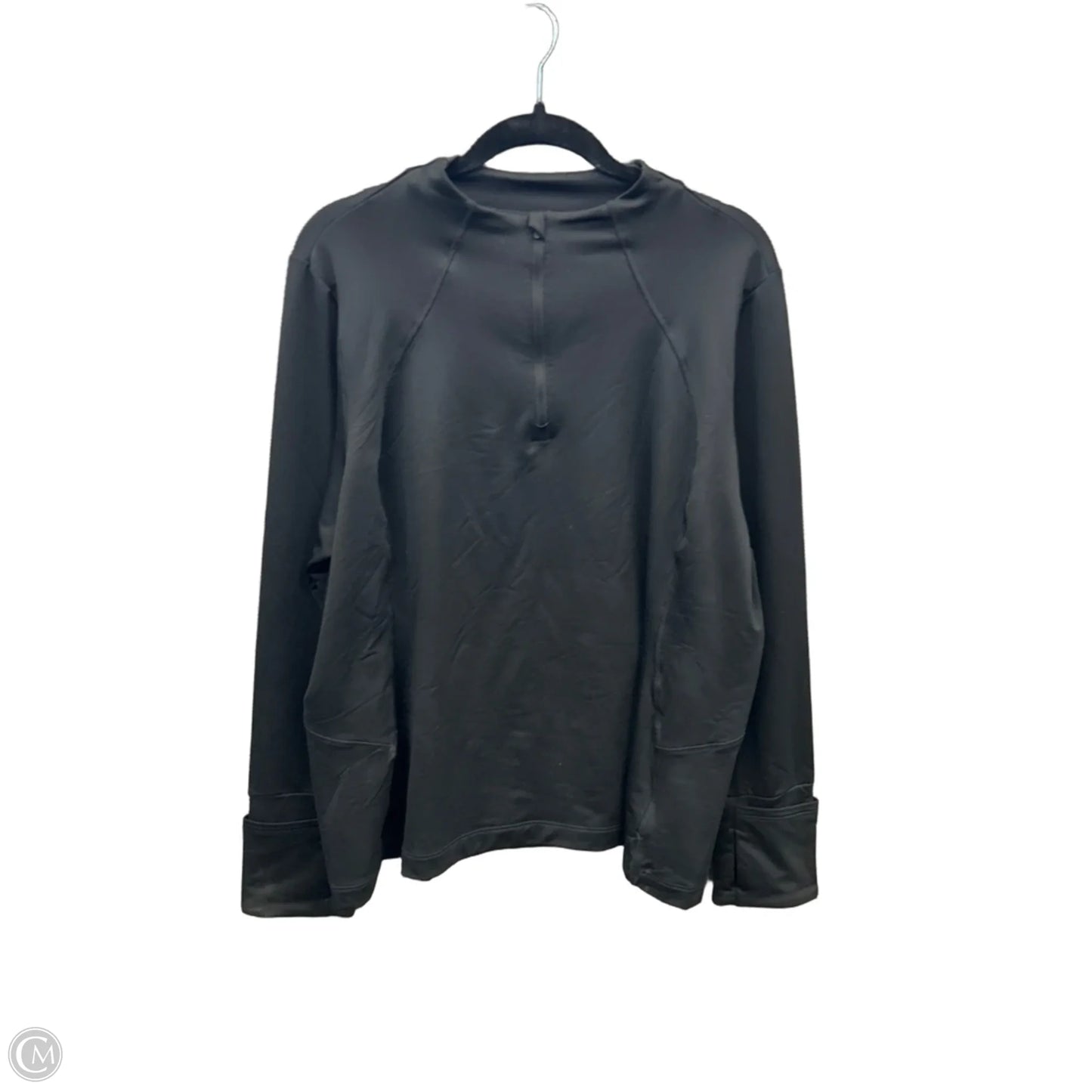 Athletic Top Long Sleeve Collar By Athleta In Black, Size: 2x