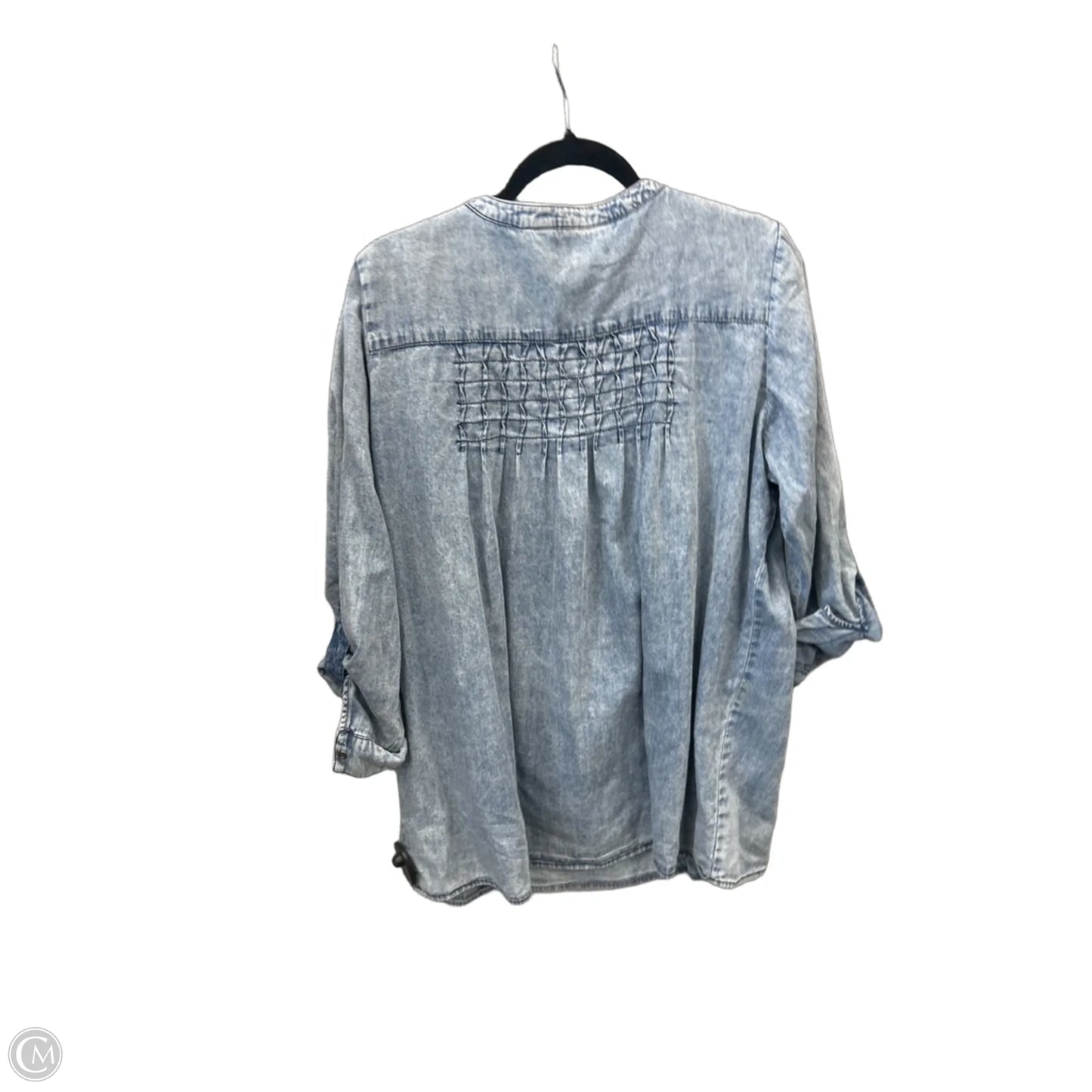 Tunic Long Sleeve By Clothes Mentor In Blue Denim, Size: Xl