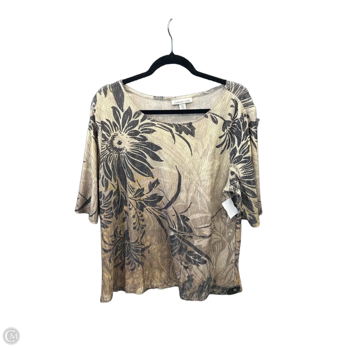 Top Short Sleeve By Coldwater Creek In Tan, Size: 1x