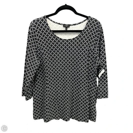 Top 3/4 Sleeve By Talbots In Black & White, Size: 1x