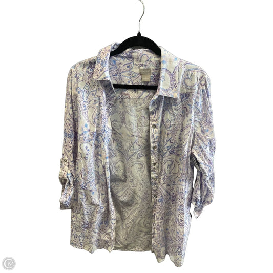 Tunic 3/4 Sleeve By Chicos In Purple, Size: L