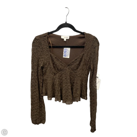 Blouse Long Sleeve By Clothes Mentor In Brown, Size: M