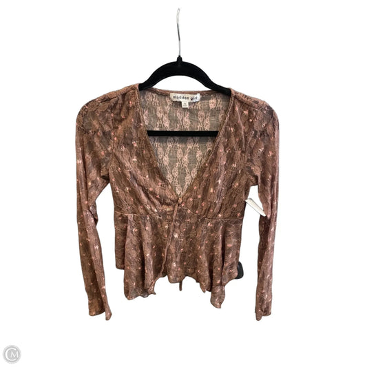 Blouse Long Sleeve By Madden Girl In Brown, Size: S