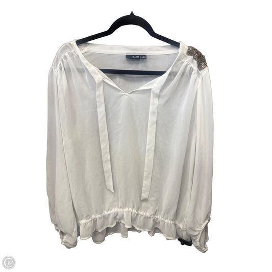 Blouse Long Sleeve By Ana In White, Size: Xl