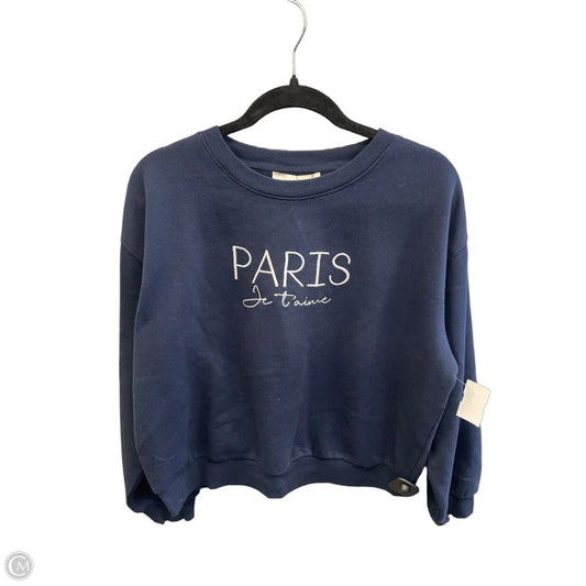 Sweatshirt Crewneck By Loft In Navy, Size: M