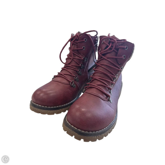Boots Ankle Flats By Patrizia In Maroon, Size: 9.5