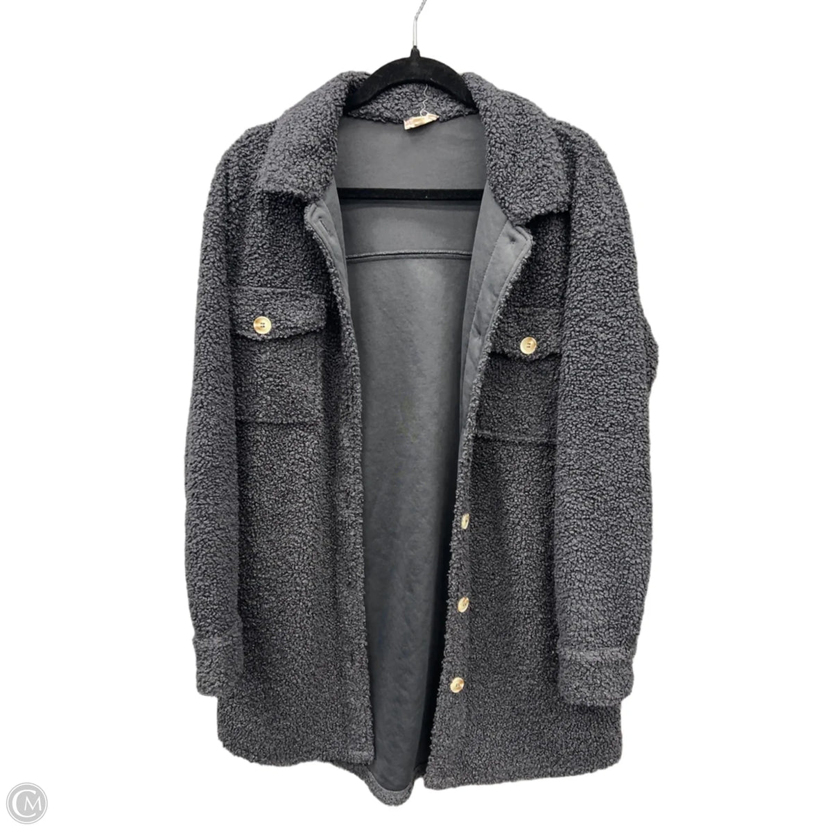 Jacket Shirt By Hem & Thread In Grey, Size: M