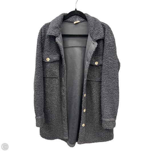 Jacket Shirt By Hem & Thread In Grey, Size: M
