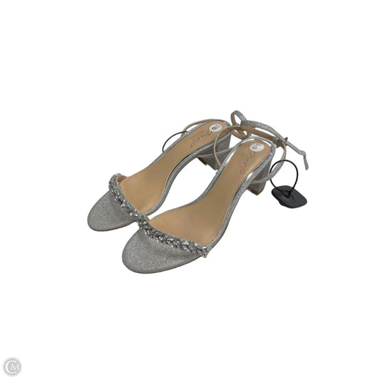 Sandals Heels Block By Badgley Mischka In Silver, Size: 8
