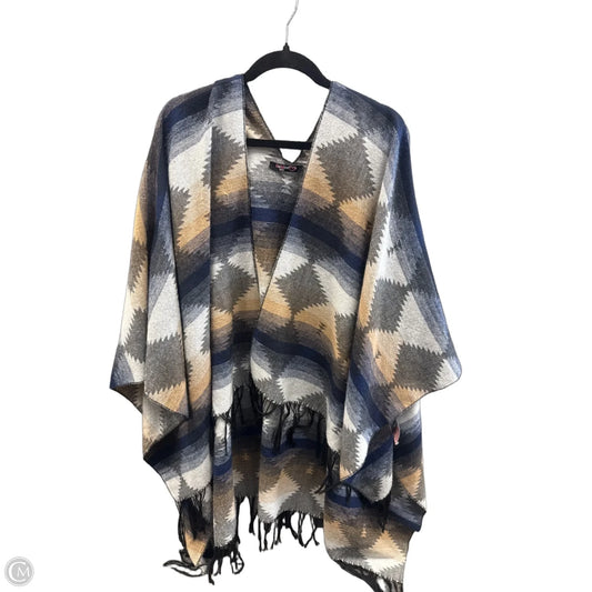 Shawl By Clothes Mentor In Blue & Tan, Size: Osfm