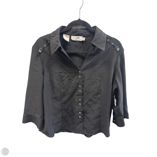 Blouse 3/4 Sleeve By Cathy Che In Black, Size: Xl