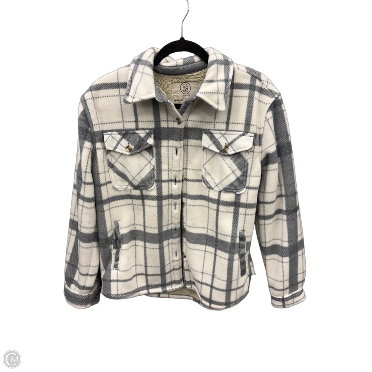 Jacket Shirt By Sage In Plaid Pattern, Size: S