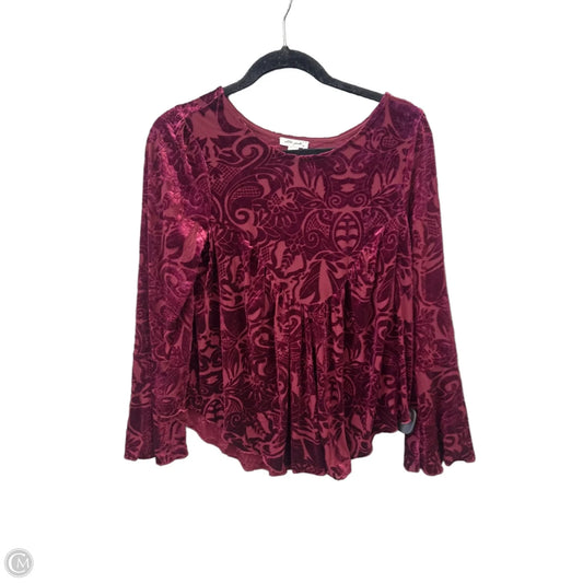 Blouse Long Sleeve By Ultra Pink In Maroon, Size: S