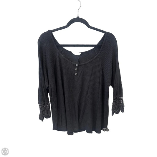 Top 3/4 Sleeve By Clothes Mentor In Black, Size: 1x
