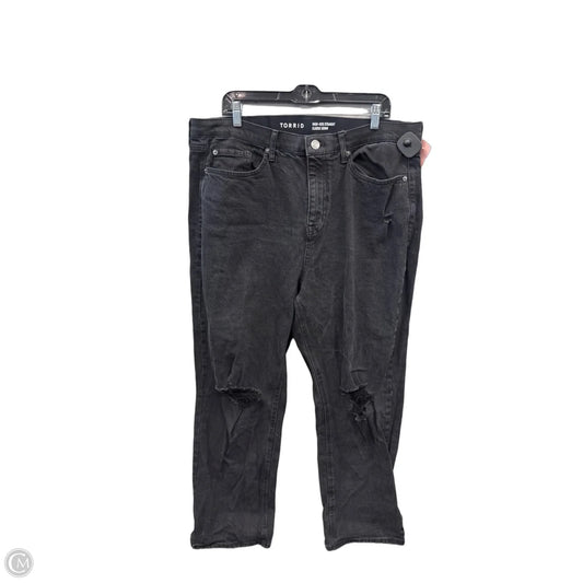 Jeans Straight By Torrid In Black Denim, Size: 18
