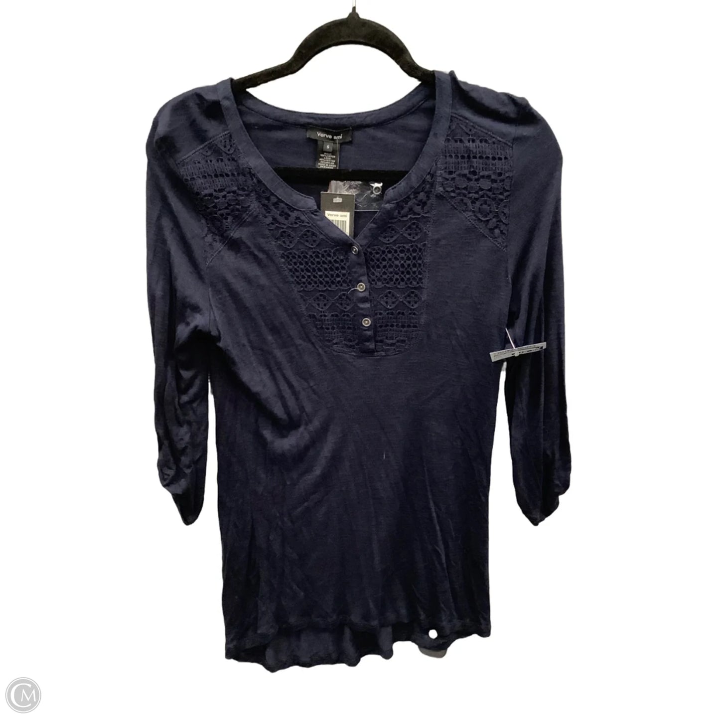 Top Long Sleeve By Verve Ami In Blue, Size: S