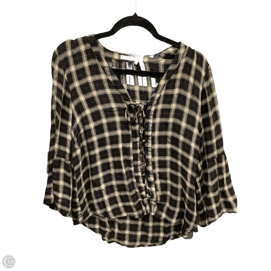 Top 3/4 Sleeve By Maurices In Plaid Pattern, Size: S