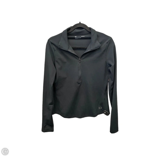 Athletic Top Long Sleeve Collar By Under Armour In Black, Size: M