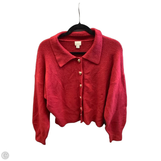 Sweater Cardigan By A New Day In Red, Size: M