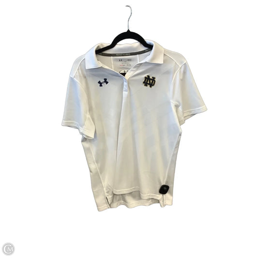 Athletic Top Short Sleeve By Under Armour In White, Size: L