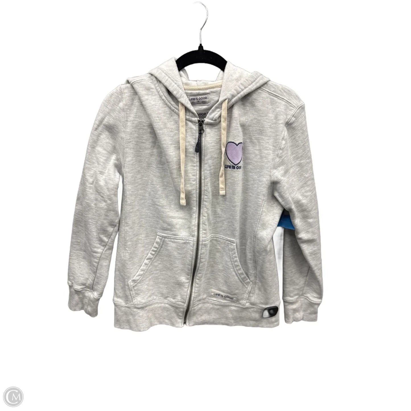 Sweatshirt Hoodie By Life Is Good In Grey, Size: M