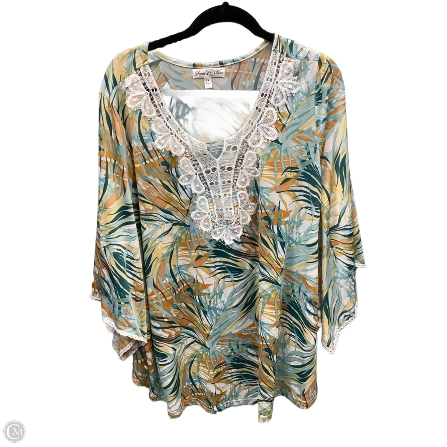 Top 3/4 Sleeve By Clothes Mentor In Blue, Size: 3x