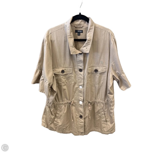 Jacket Utility By Ana In Tan, Size: 3x