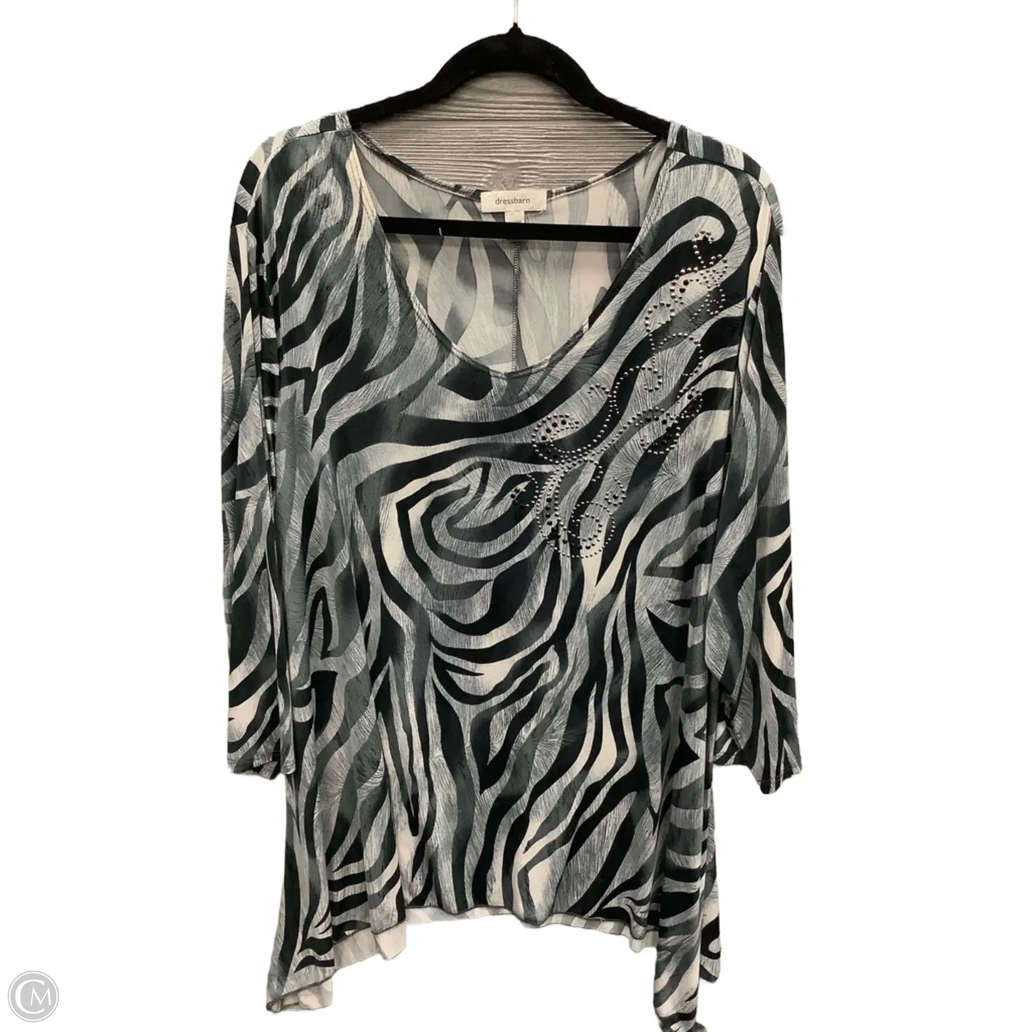 Top 3/4 Sleeve By Dressbarn In Grey, Size: 3x