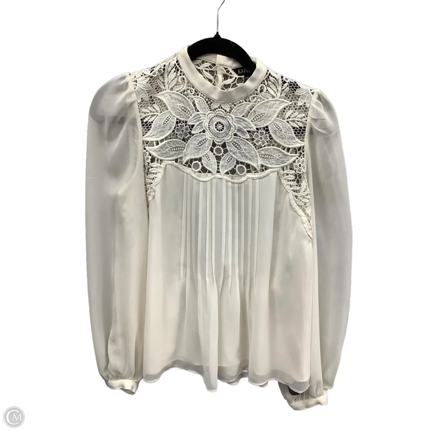 Blouse Long Sleeve By Express In White, Size: S