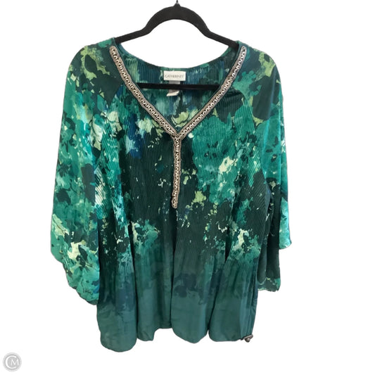 Blouse 3/4 Sleeve By Catherines In Green, Size: 3x